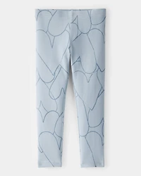 Toddler Girl Cotton Heart Stretch Leggings - Blue