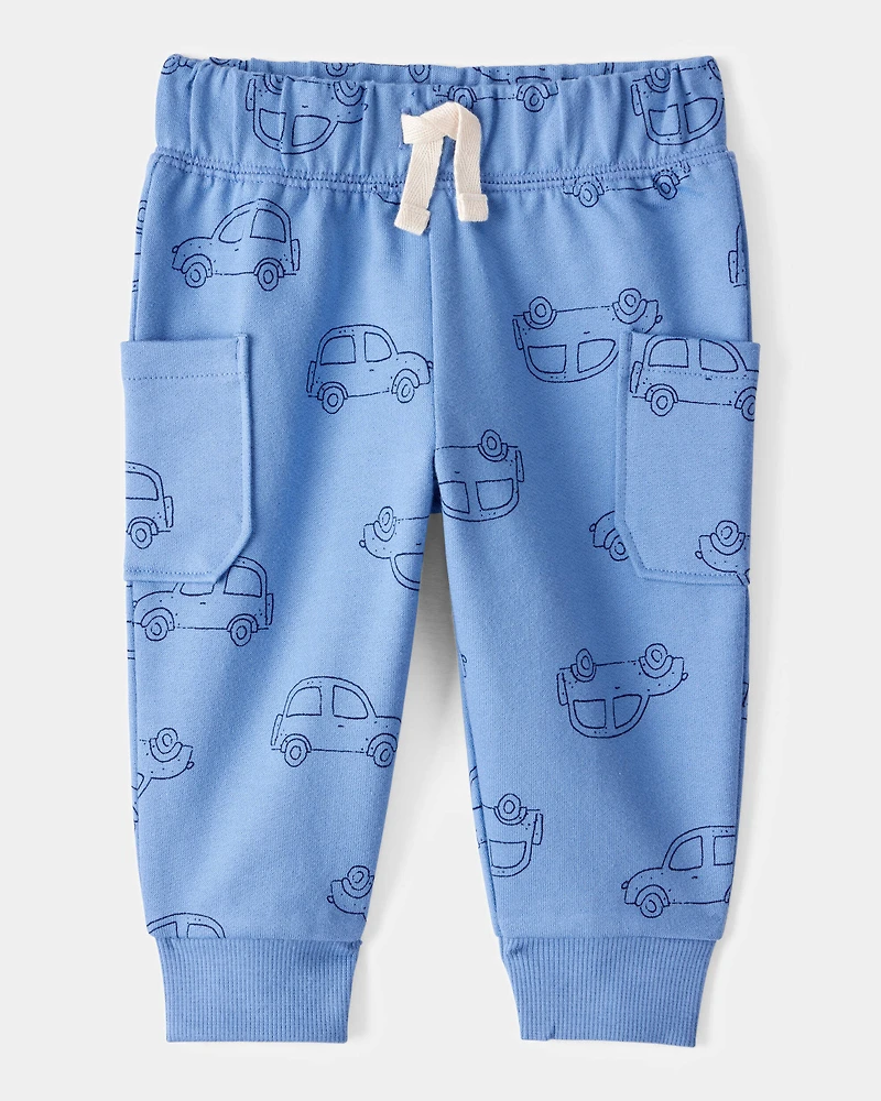 Baby 2-Piece Car Little Brother Long-Sleeve Bodysuit Pant Set - White/Blue