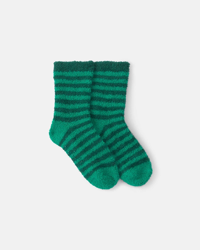 Toddler Striped Christmas Cozy Socks - Green