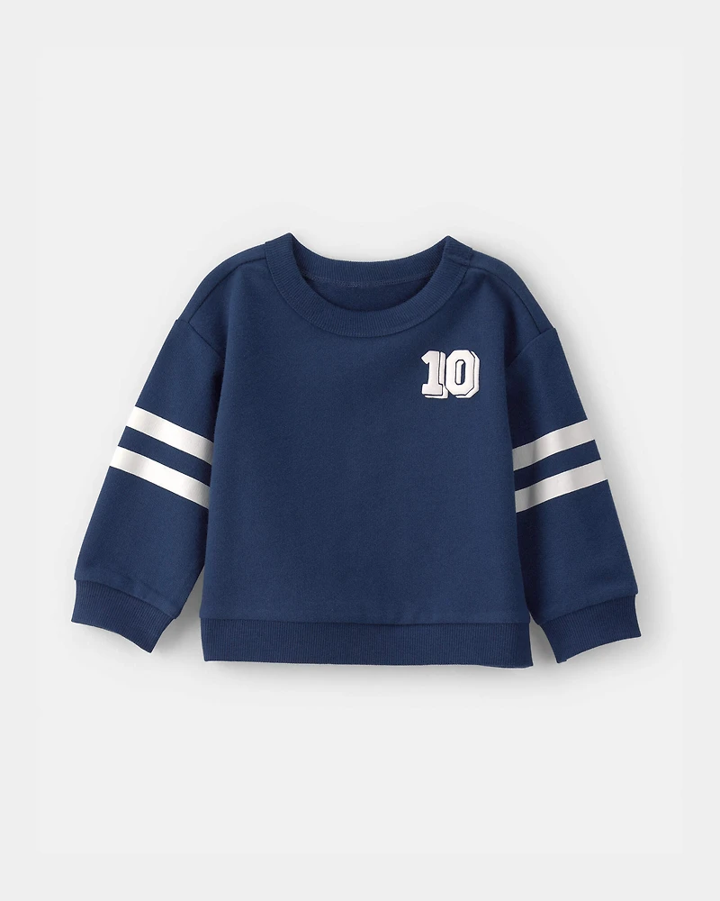 Baby Boy Varsity French Terry Pullover Sweatshirt - Blue