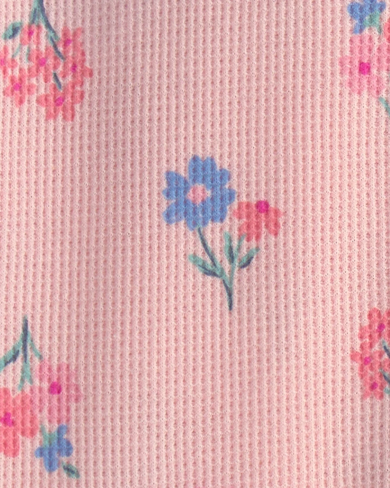 Toddler Girl 1-Piece Floral Thermal Snug Fit Footed Pajama - Pink