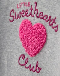 Baby Girl 2-Piece 'Little Sweethearts Club' Long-Sleeve Bodysuit & Pant Set - Pink/Grey