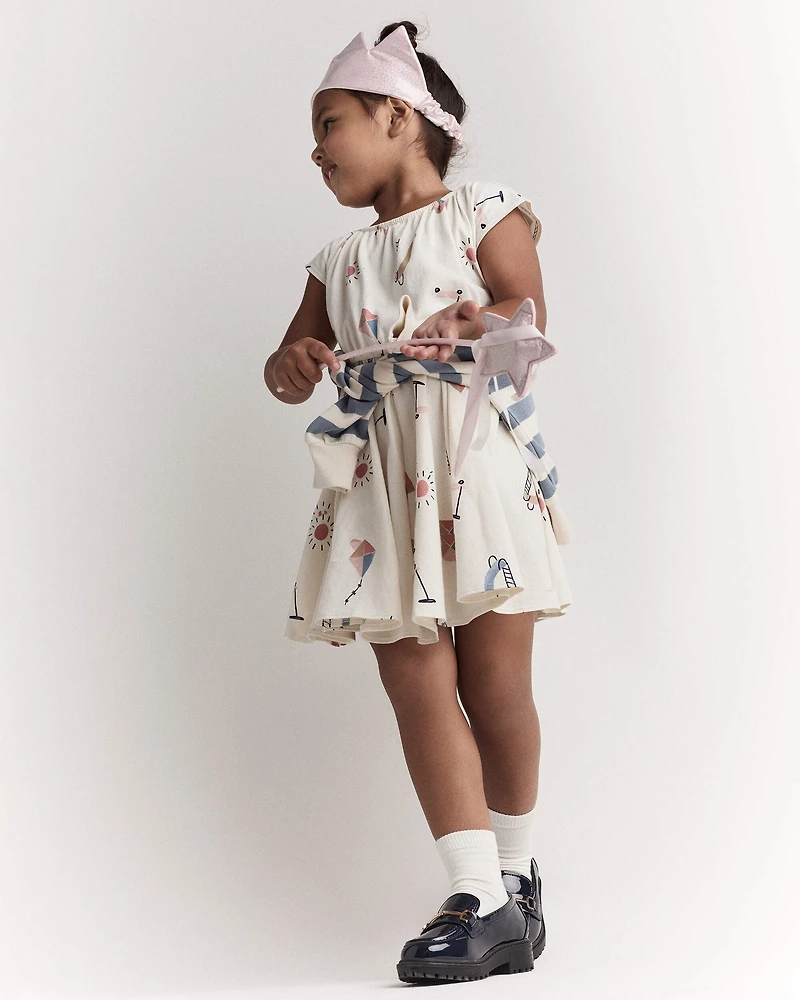 Toddler Girl Avenue Twirl™ Dress in Park Day Print - Cream