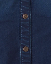 Girls Denim Button-Up Utility Dress - Dark Wash