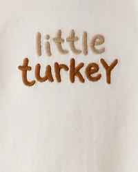 Baby Little Turkey Cotton Long-Sleeve Graphic Bodysuit - White