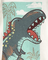 Toddler Boy Dinosaur 100% Cotton Snug Fit 4-Piece Pajama Set - Blue/Grey