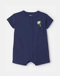 Baby Boy 'Surf Club' Short-Sleeve Romper - Navy Blue
