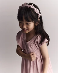 Toddler Girl Bow Headband - Mauve