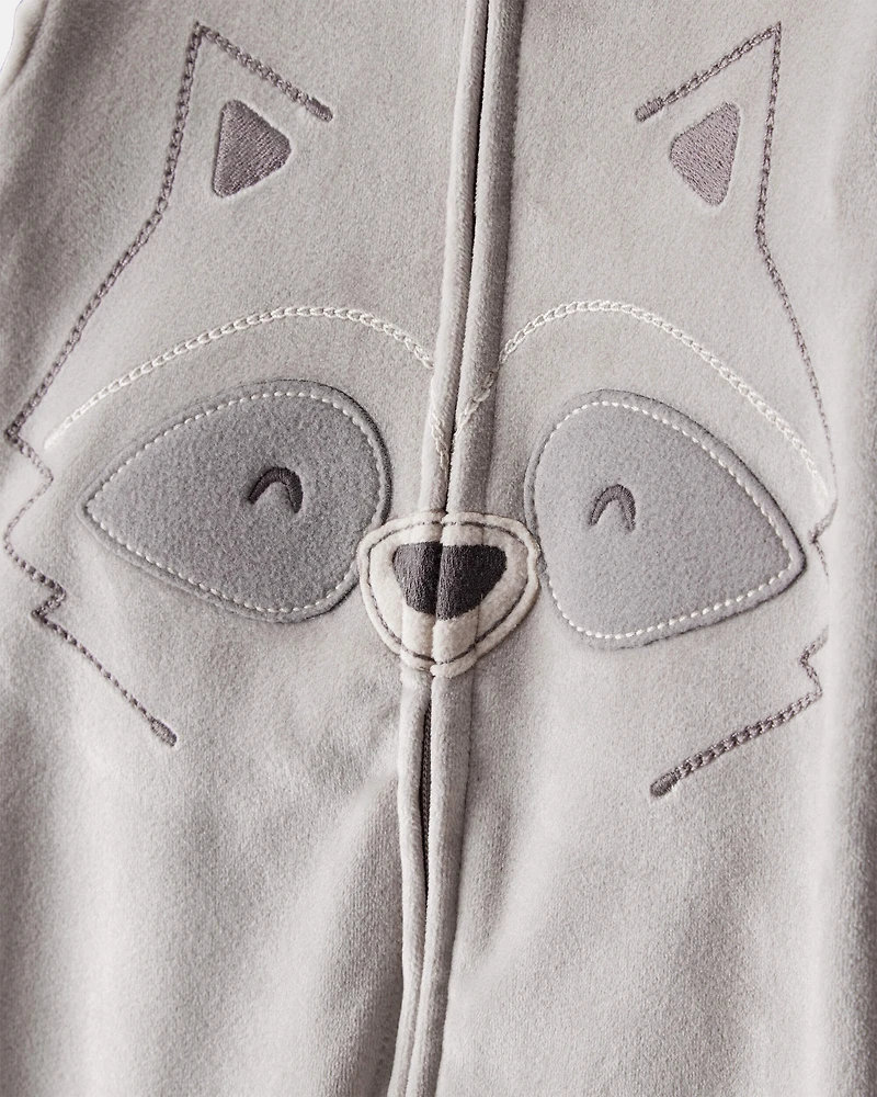 Baby Boy Raccoon DreamPlush Snug Fit Long-Sleeve 2-Way Zip Pajamas
