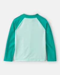 Toddler Boy 2-Piece Whale Long-Sleeve Rashguard & Swim Trunks Set - Green