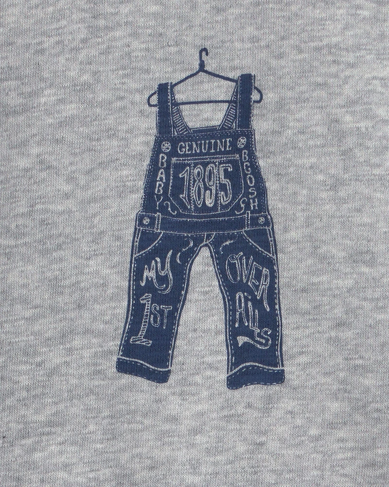 Baby Boy Overall French Terry Sweater - Grey