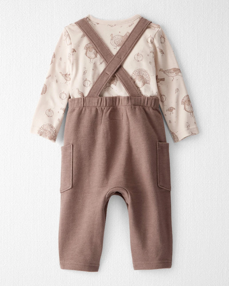 Baby 2-Piece Organic Overall Set in Autumn Grove Print