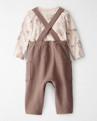 Baby 2-Piece Organic Overall Set in Autumn Grove Print