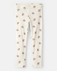 Toddler Girl Quilted Quarter-Zip & Floral Legging Set - Cream