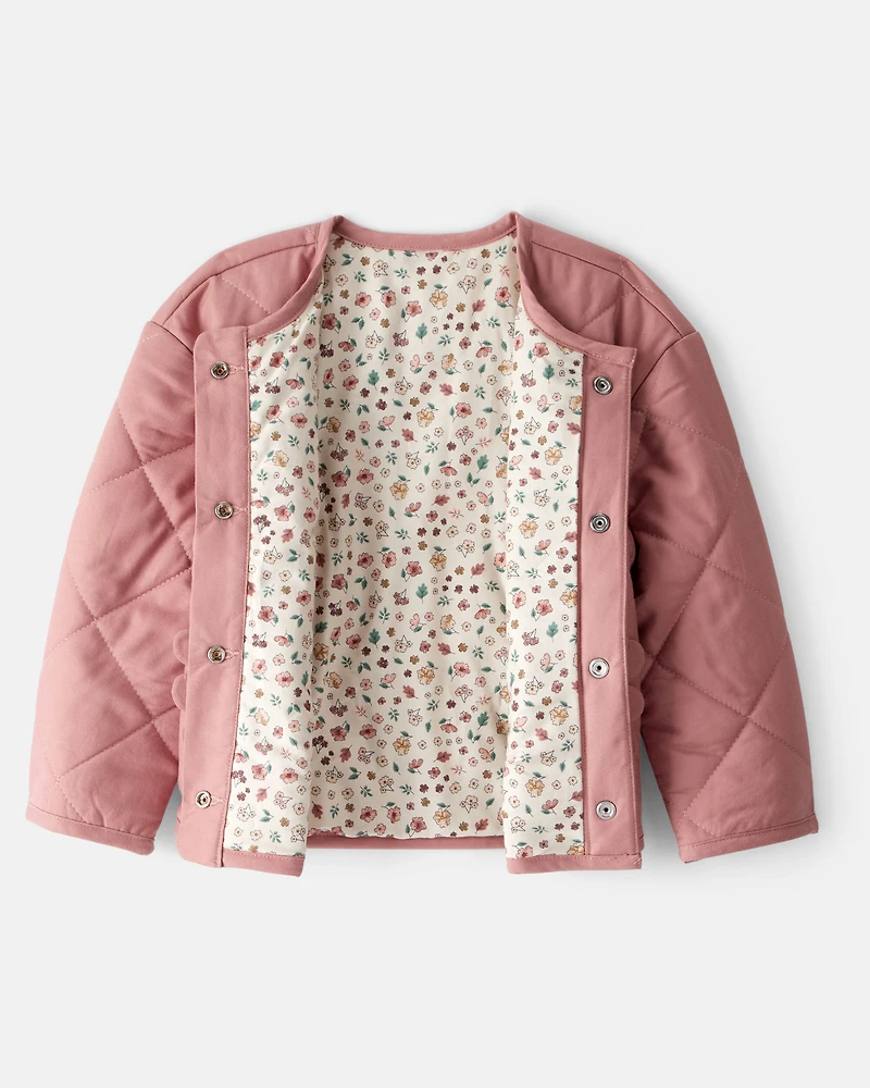 Toddler Girl Quilted Long-Sleeve Fashion Jacket - Pink
