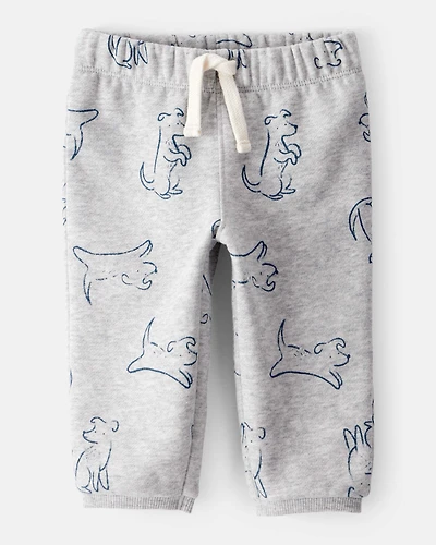 Baby Boy DayDream Fleece Dog Knit Pull-On Pants - Grey
