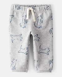 Baby Boy DayDream Fleece Dog Knit Pull-On Pants - Grey