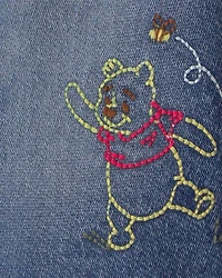 Baby Disney© Winnie the Pooh Embroidered Knit-Like Denim Jacket with Back Art - Dark Wash