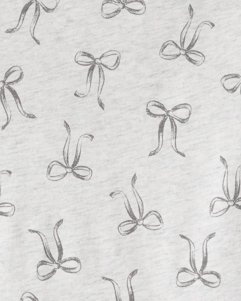 Toddler Girl Bow Print Long-Sleeve Peplum Top