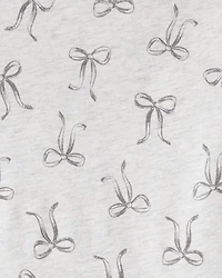 Toddler Girl Bow Print Long-Sleeve Peplum Top