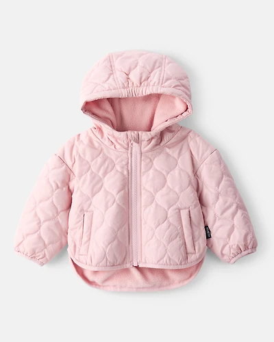 Baby Girl Quilted Long-Sleeve Midweight Jacket - Pink