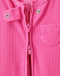 Baby Girl Cotton Long-Sleeve Snug Fit Sleep & Play Pajamas - Pink
