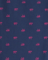 Girls Bow Cotton Pull-On Stretch Leggings - Navy Blue