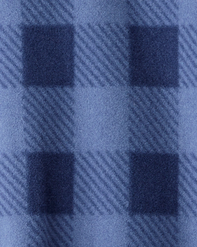 Toddler Boy Yeti Plaid Fleece Loose Fit 1-Piece Pajamas - Blue