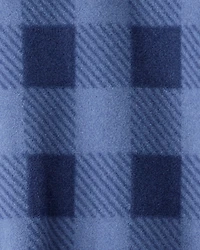 Toddler Boy Yeti Plaid Fleece Loose Fit 1-Piece Pajamas - Blue