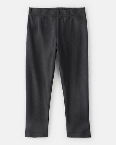 Toddler Girl Pull-On Stretch Rib Leggings - Black