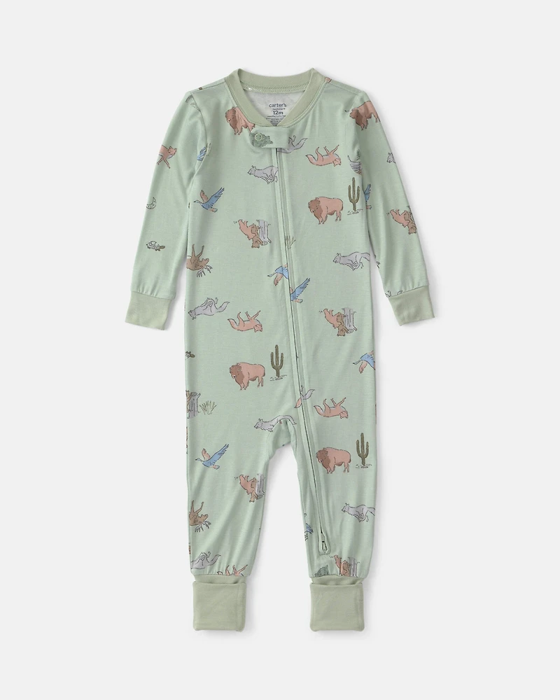 Baby Boy 1-Piece Animals PurelySoft™ Snug Fit Pajama - Green