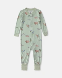 Baby Boy 1-Piece Animals PurelySoft™ Snug Fit Pajama - Green
