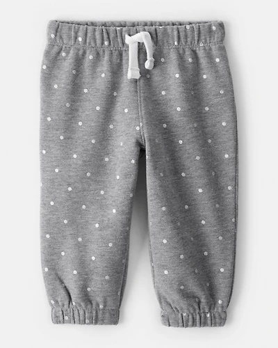 Baby Girl DayDream Fleece Polka Dot Pants - Grey