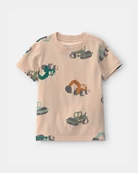 Toddler Boy Construction Tee - Tan