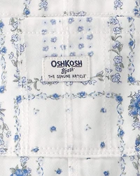 Baby Girl Bandana Floral Overalls - Blue/Ivory