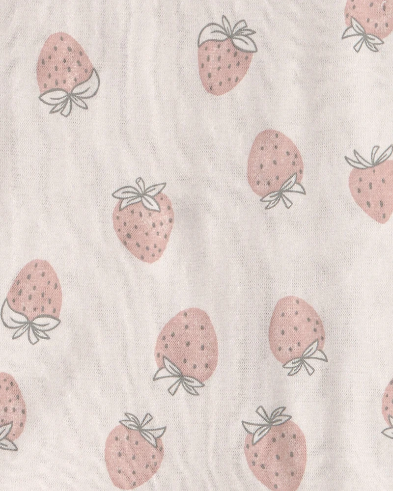 Toddler Girl 2-Piece Organic Cotton Ribbed Pajama Set in Strawberry Print