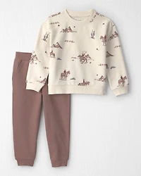 Toddler 2-Piece Organic Cotton French Terry Pullover & Pant Set in Western Rodeo