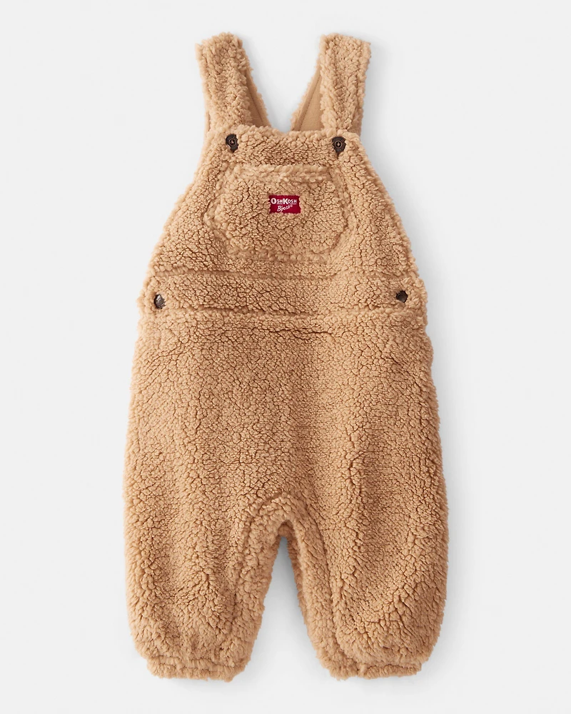 Baby Teddy Fleece Overalls - Brown