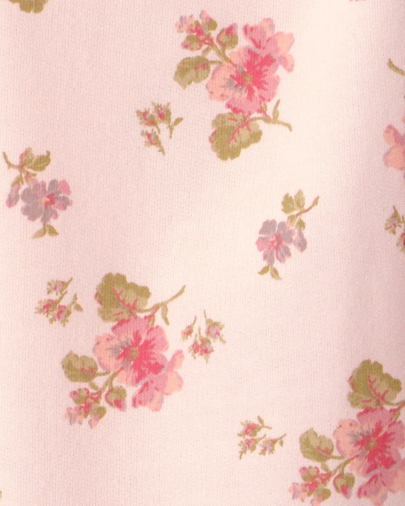 Girls Floral Drawstring Knit Joggers - Pink