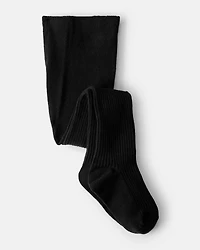 Toddler Girl Rib Tights - Black