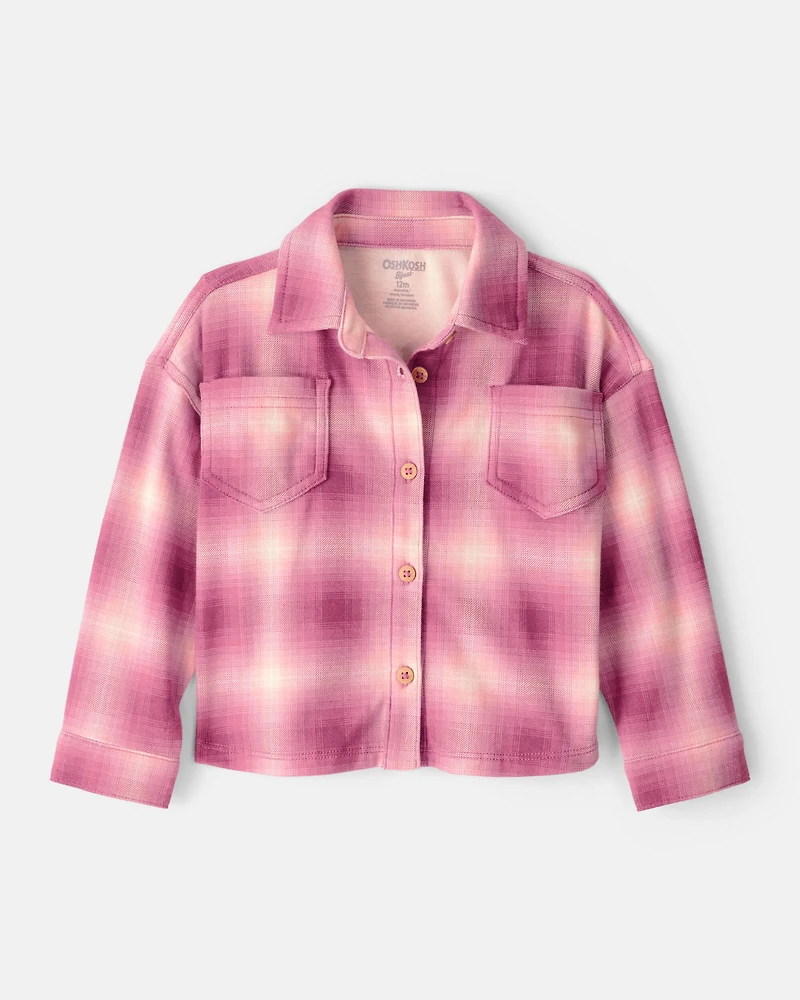 Baby Girl Plaid Long-Sleeve Flannel - Pink