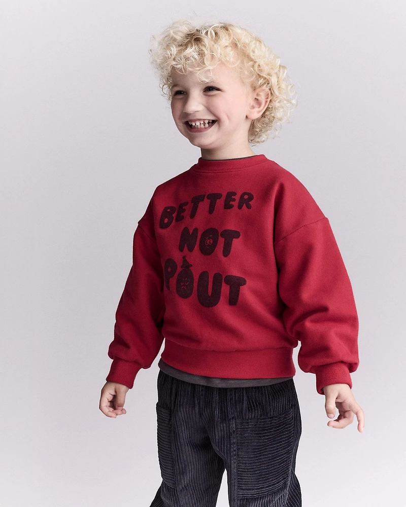Toddler  'Better Not Pout'  Dolman-Sleeve Sweatshirt - Red