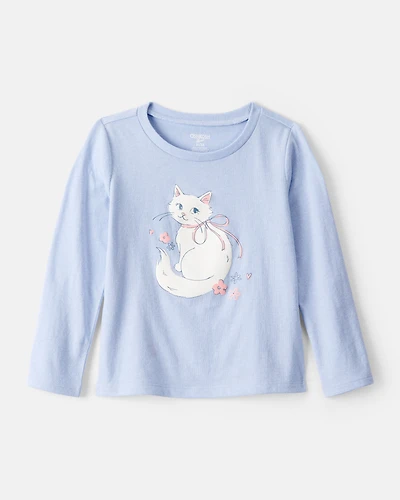 Toddler Girl Cat Long-Sleeve Graphic Tee - Blue