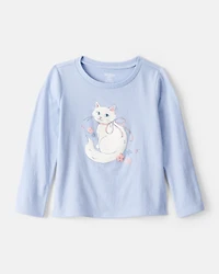Toddler Girl Cat Long-Sleeve Graphic Tee - Blue