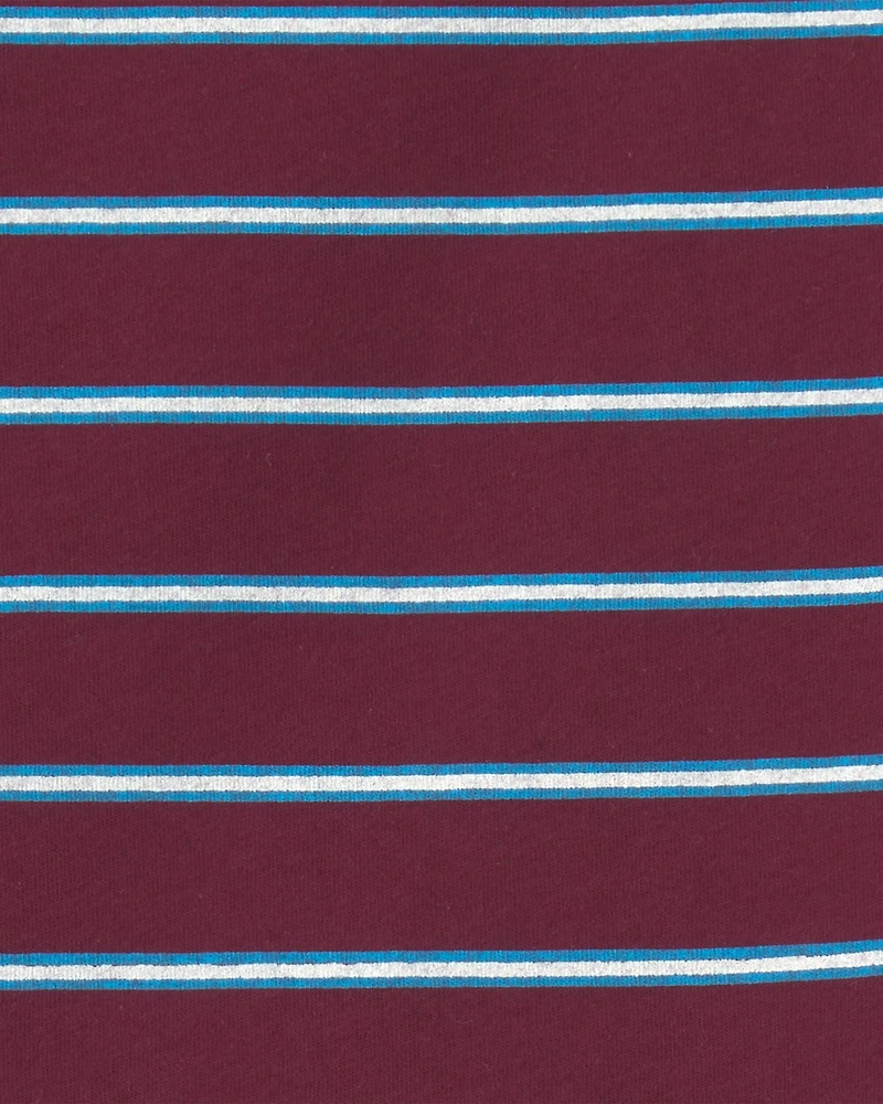Toddler Boy Striped T-Shirt - Burgundy/Blue