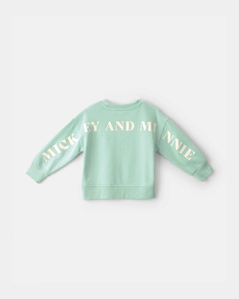 Toddler Girl Disney© Mickey Mouse French Terry Pullover Sweatshirt - Green