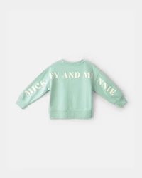Toddler Girl Disney© Mickey Mouse French Terry Pullover Sweatshirt - Green