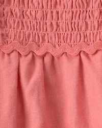 Baby Girl Ruffle Sleeveless Bodysuit Dress - Orange