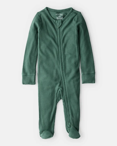 Baby Solid Print PurelySoft Long-Sleeve Sleep & Play Pajamas - Green
