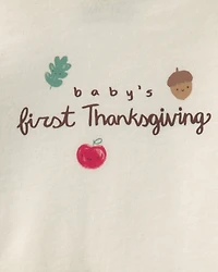 Baby 2-Piece 'Baby's First Thanksgiving' Top & Pant Set - Brown/Cream
